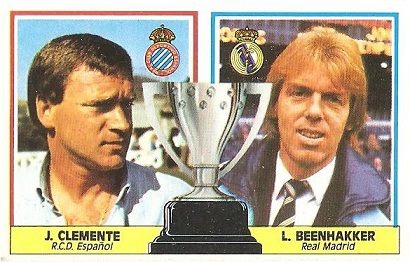 Liga 86-87. J. Clemente - L. Beenhakker (R.C.D. Español - Real Madrid). Ediciones Este.