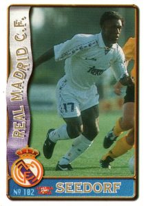 Las fichas de la Liga 96-97. Nº 102. Seedorf (Real Madrid). Editorial Mundicromo.