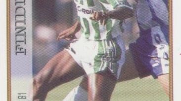 Las fichas de la Liga 97-98. Nº 81. Finidi (Real Betis). Editorial Mundicromo.