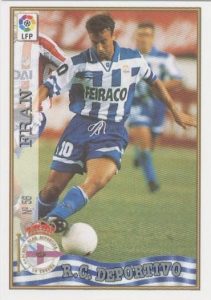 Las fichas de la Liga 97-98. N.º 56. Fran (R.C. Deportivo de La Coruña). Editorial Mundicromo.