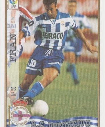 Las fichas de la Liga 97-98. N.º 56. Fran (R.C. Deportivo de La Coruña). Editorial Mundicromo.