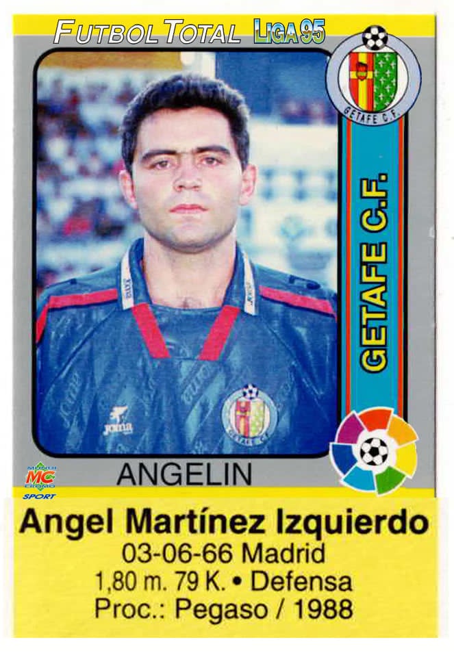 1995 Fútbol Total. N.º 278. Angelín (Getafe C. F.). Editorial Mundicromo.