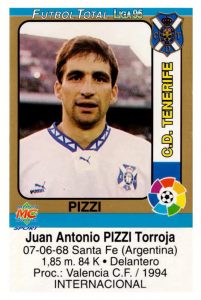 1995 Fútbol Total. N.º 87. Pizzi (C. D. Tenerife). Editorial Mundicromo.