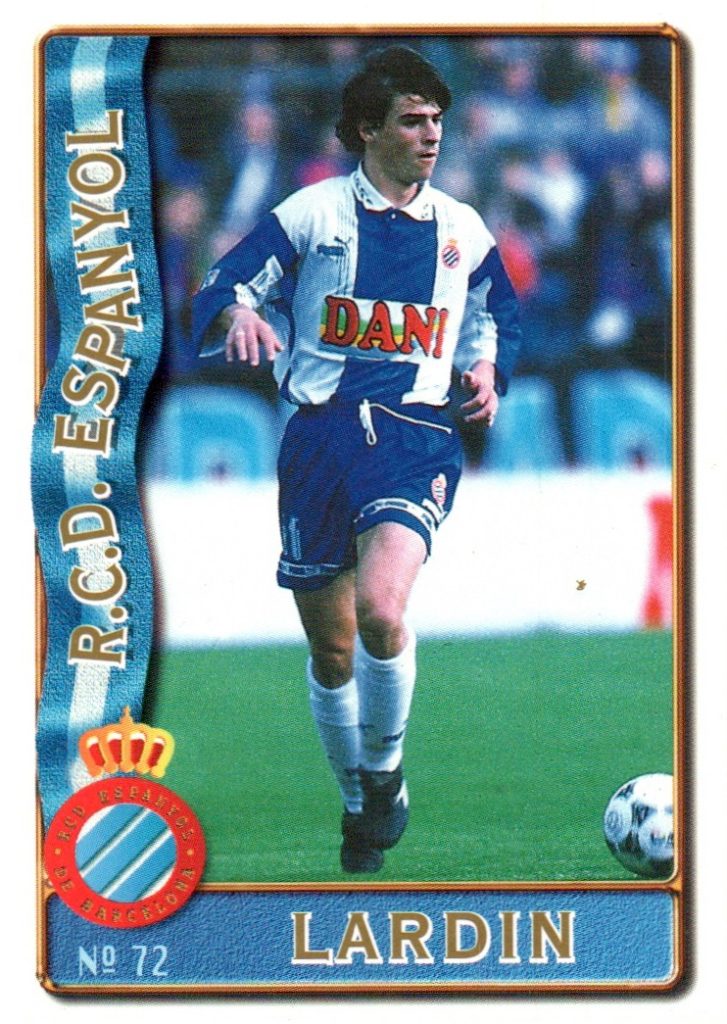 Las fichas de la Liga 96-97. Nº 72. Lardín (R. C. D. Espanyol). Editorial Mundicromo.